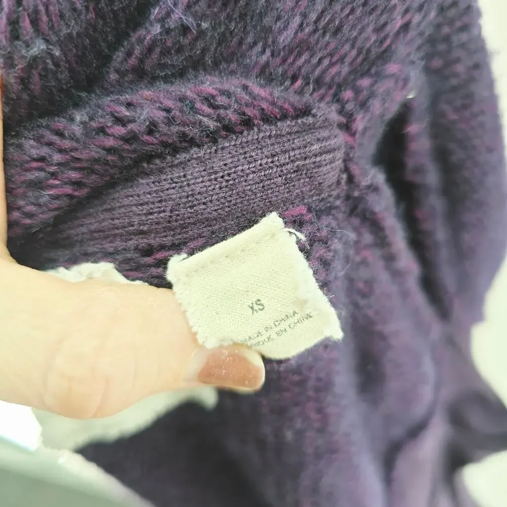 Anthropologie Angel of the North Cardigan Sweater Purple XS